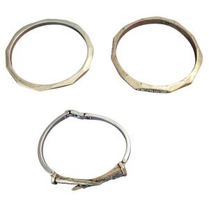 Chloe + Isabel Bracelet Set Womens Gold Silver Crystal Branch Bangle Cuff 3pc
